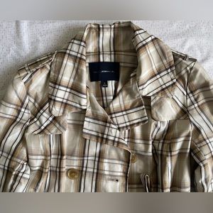 Plaid Trench coat size 4 nylon checkered ckecks